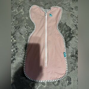 Love to Dream Swaddle in Soft Pink with Gray Stripes